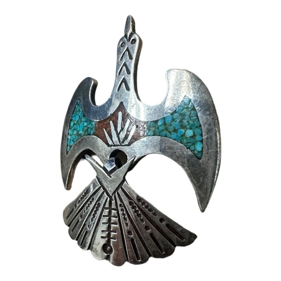 Sterling Silver Thomas Singer signed Brooch with Turquoise Details - Picture 2 of 3